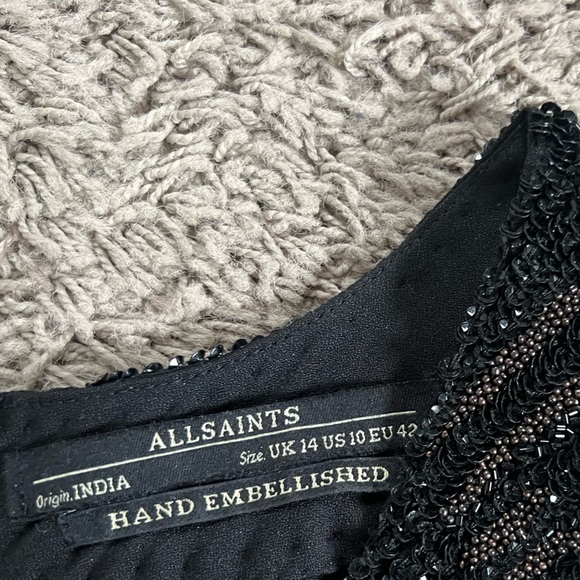 AllSaints Shia hand embellished, mixed metal and animal print mini dress size 10 - Picture 13 of 14